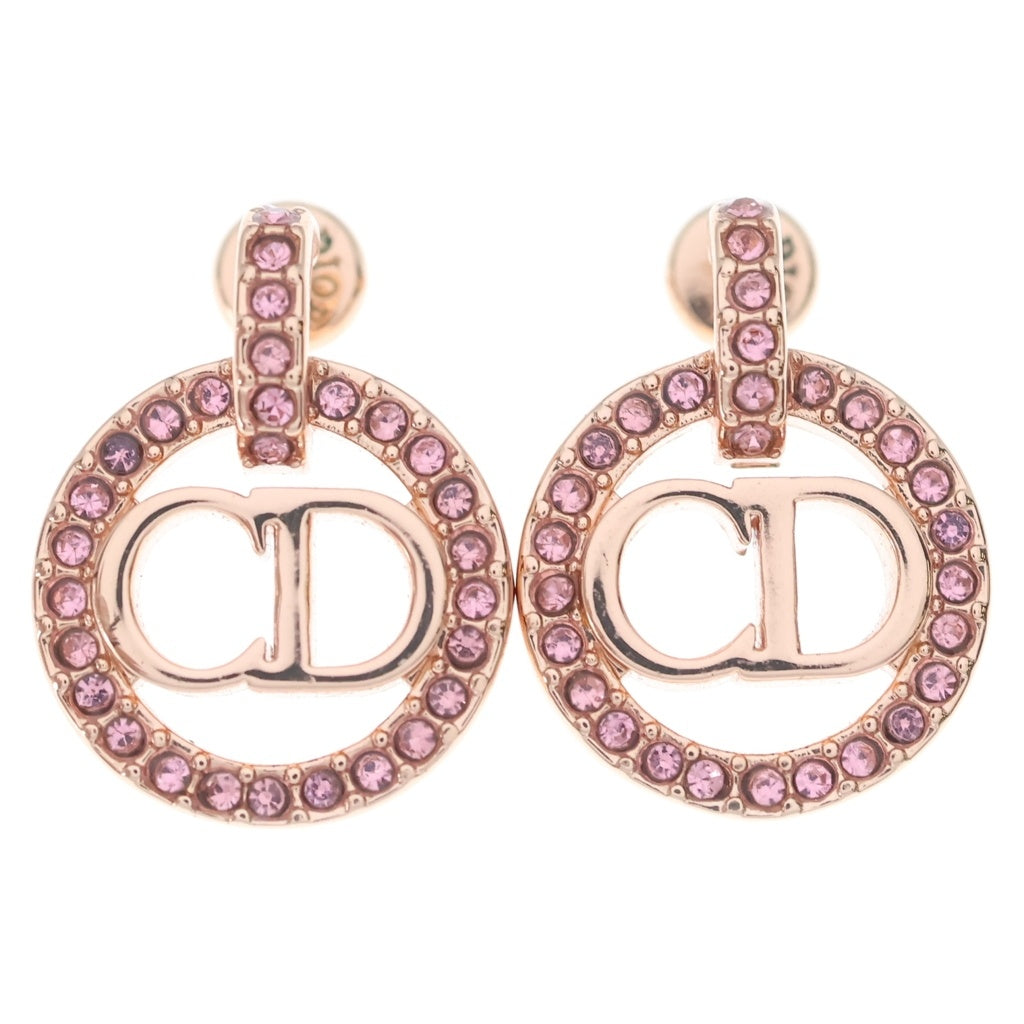 Christian Dior(クリスチャンディオール) PetitCD ラインストーン ピアス ピンクゴールド レディース