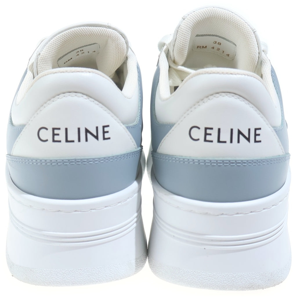 CELINE(セリーヌ) トリオンフ ブロックスニーカー 厚底 レザー ローカット ホワイト/ライトブルー レディース