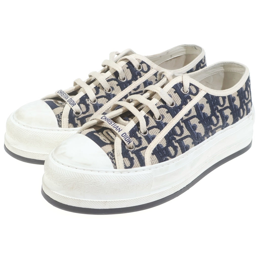 Christian Dior(クリスチャンディオール) Walk'n'Dior オブリーク エンブロイダリー ローカットスニーカー シューズ 総柄 ロゴ ホワイト/ベージュ/ブラック LS 12 22 レディース