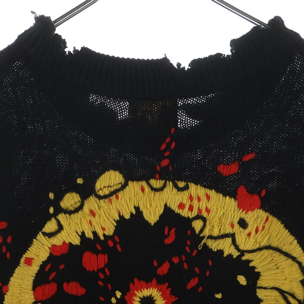 SAINT MICHAEL(セントマイケル) 24AW ×CACTUS PLANT FLEA MARKET CP CREW KNIT ダメージ加工 クルーネック プルオーバー 長袖ニット セーター SM-YS1-0000-C07