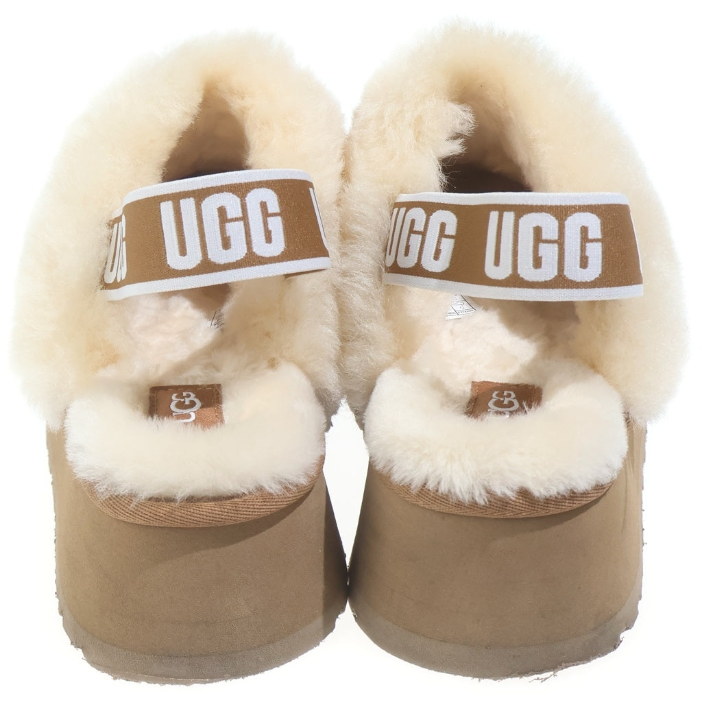 UGG(アグ) ファー ロゴ スリングバック 厚底 サンダル シューズ ブラウン レディース