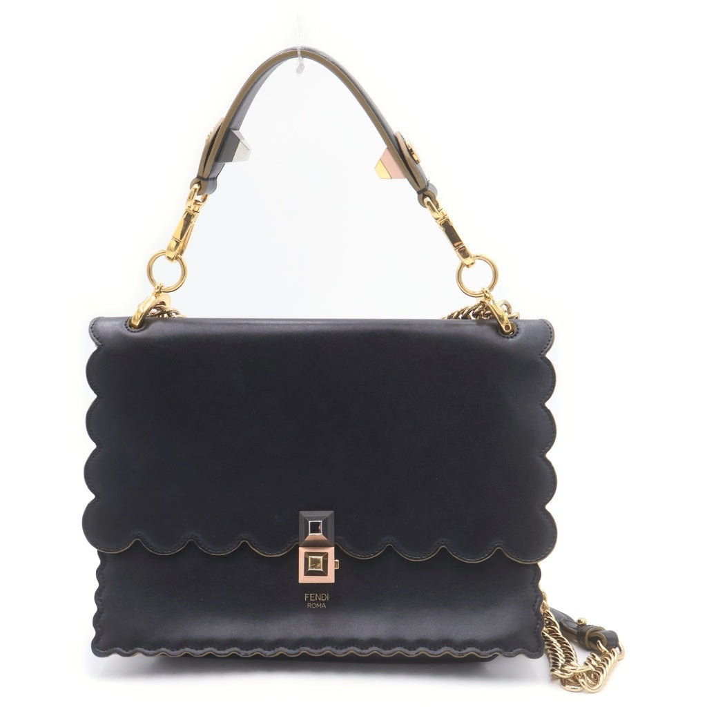 FENDI(フェンディ) キャナイ チェーンショルダーバッグ ハンドバッグ ブラック レザー 8M0381 レディース