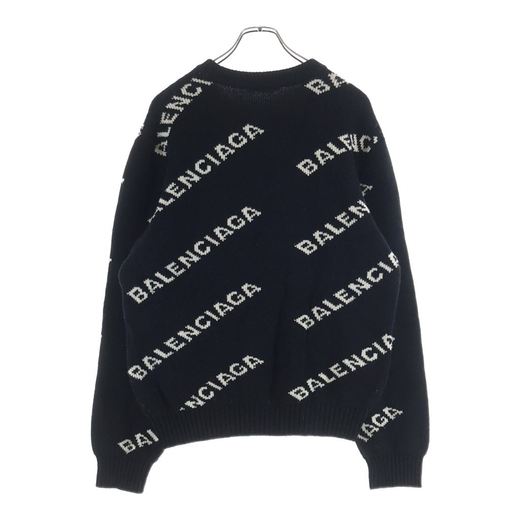 BALENCIAGA(バレンシアガ) オールオーバーロゴ ジャガード ウール 長袖ニット セーター ブラック 534418 レディース