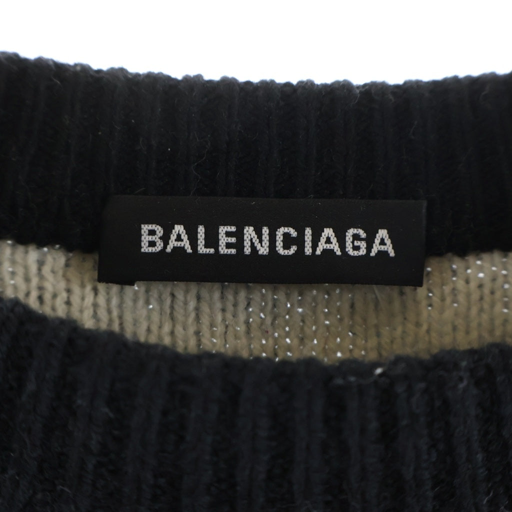 BALENCIAGA(バレンシアガ) オールオーバーロゴ ジャガード ウール 長袖ニット セーター ブラック 534418 レディース