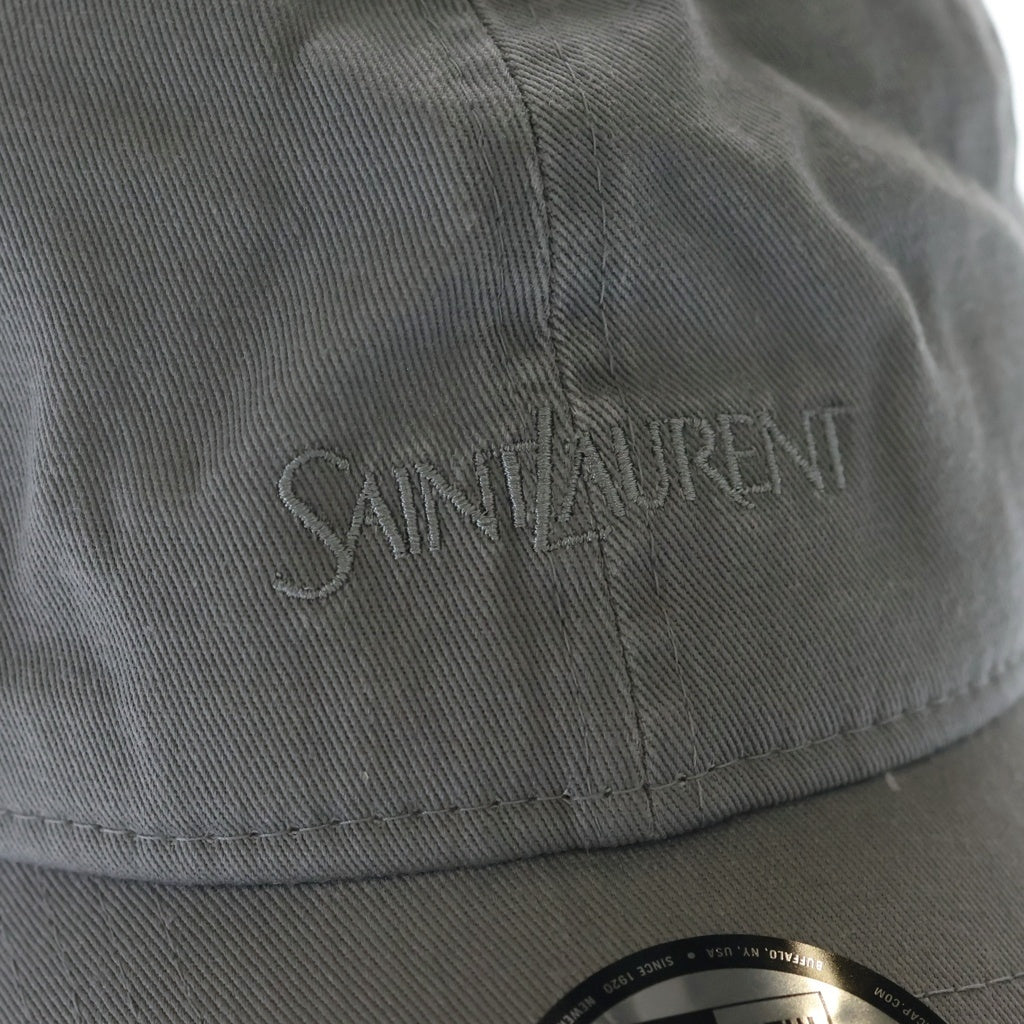 SAINT LAURENT PARIS(サンローランパリ) ×NEW ERA ニューエラ ロゴ ベースボールキャップ 帽子 コットン グレー 801524YCL36