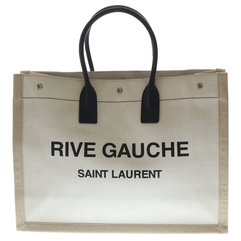 SAINT LAURENT PARIS(サンローランパリ) リヴゴーシュ トートバッグ キャンバス レザー ロゴ ホワイト/ブラック/ベージュ 509415 レディース