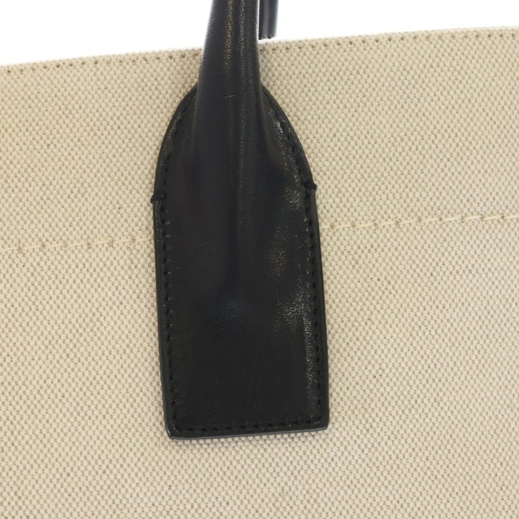 SAINT LAURENT PARIS(サンローランパリ) リヴゴーシュ トートバッグ キャンバス レザー ロゴ ホワイト/ブラック 509415 レディース