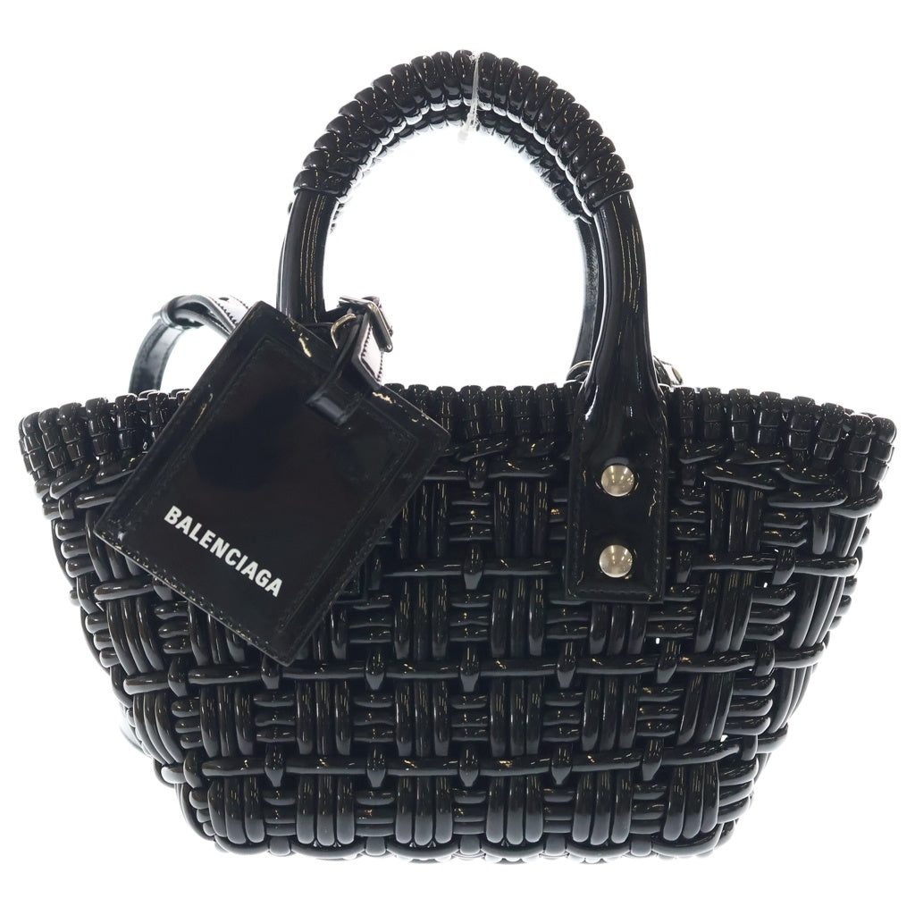 BALENCIAGA(バレンシアガ) ビストロXXS パテント エナメル 2WAY ハンドバッグ ショルダーバッグ かごバッグ 678028 ブラック レディース