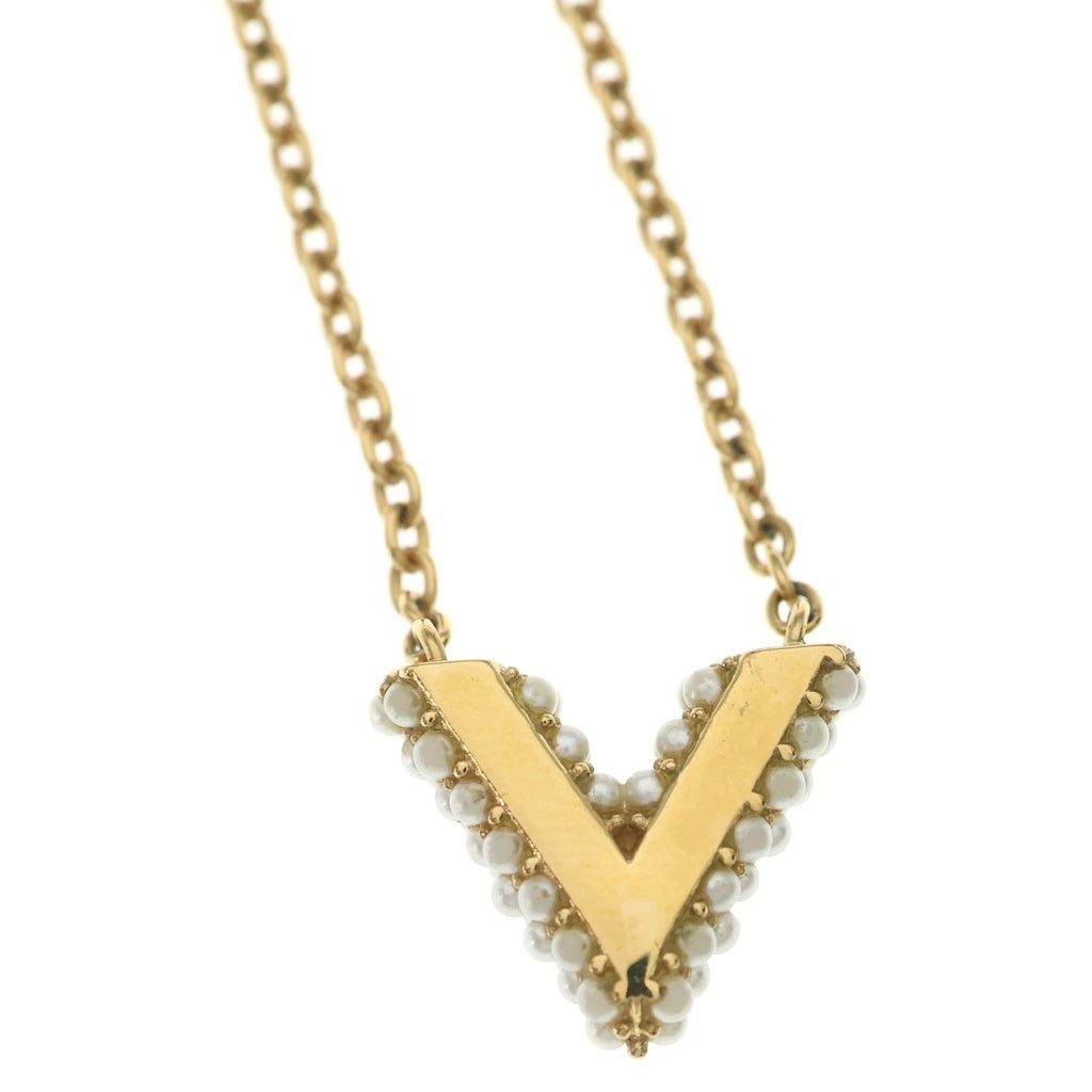 LOUIS VUITTON(ルイヴィトン) コリエ エセンシャルV ペルル パール ネックレス ペンダント チェーン ゴールド GP M68358 レディース