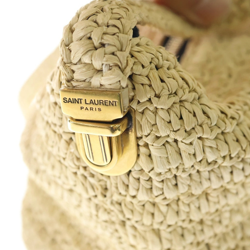 SAINT LAURENT PARIS(サンローランパリ) ル・ラフィア クロスボディバッグ ショルダーバッグ カゴバッグ ベージュ GUE667490 ゴールド金具 レディース
