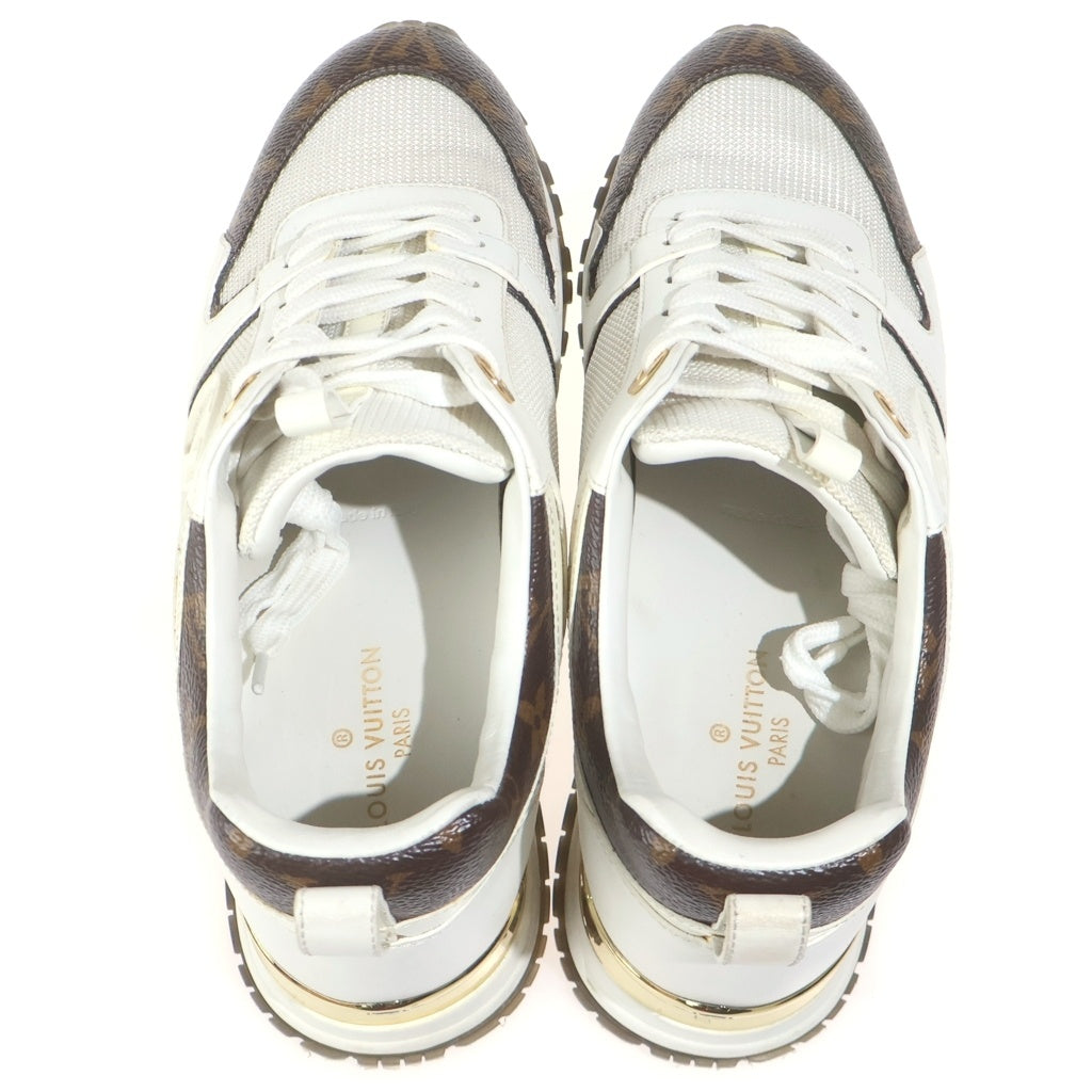 LOUIS VUITTON(ルイヴィトン) モノグラムキャンバス ランアウェイライン ローカットスニーカー ホワイト レザー #37 1A4XNN レディース