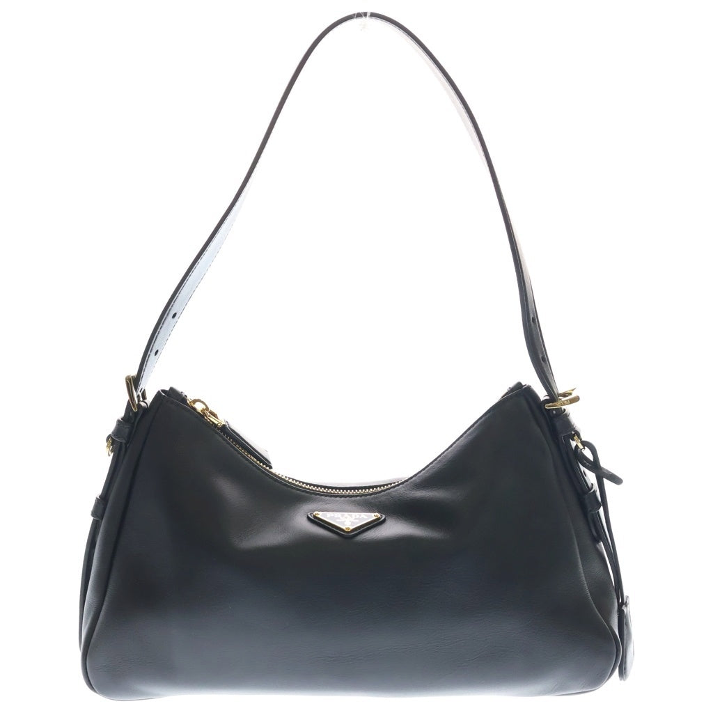 PRADA(プラダ) トライアングルロゴ ショルダーバッグ ハンドバッグ ブラック レザー 1BC231 ゴールド金具 レディース
