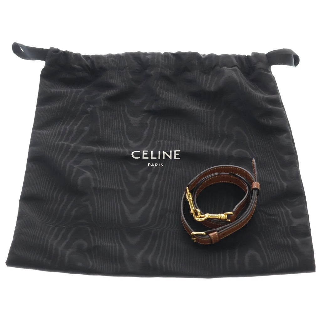 CELINE(セリーヌ) トリオンフ スモールボストンバッグ 2WAYバッグ ミニボストンバッグ ハンドバッグ ブラウン レザー×PVC ゴールド金具 レディース