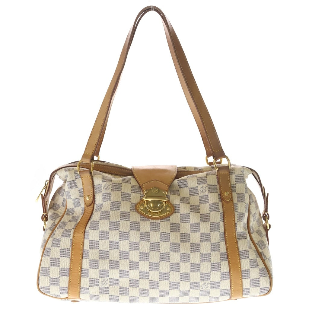 LOUIS VUITTON(ルイヴィトン) ダミエアズール ストレーザGM ハンドバッグ アイボリー×ブラウン レザー×PVC N42221 ゴールド金具 レディース