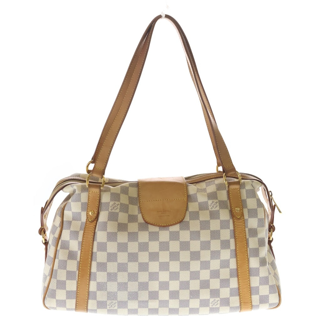 LOUIS VUITTON(ルイヴィトン) ダミエアズール ストレーザGM ハンドバッグ アイボリー×ブラウン レザー×PVC N42221 ゴールド金具 レディース