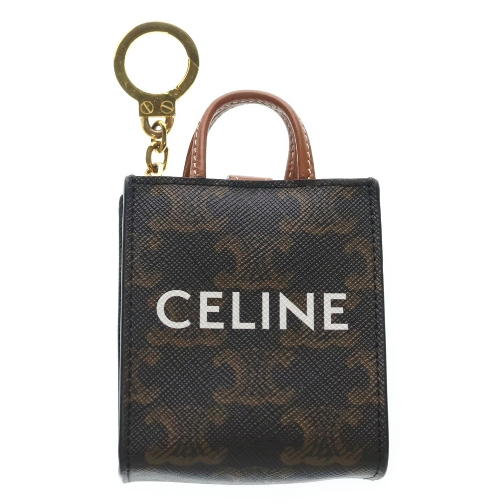 CELINE(セリーヌ) マイクロ バーティカル カバ トリオンフ キャンバス ゴールド金具 バックチャーム キーホルダー ブラウン 10I492CZ1 レディース
