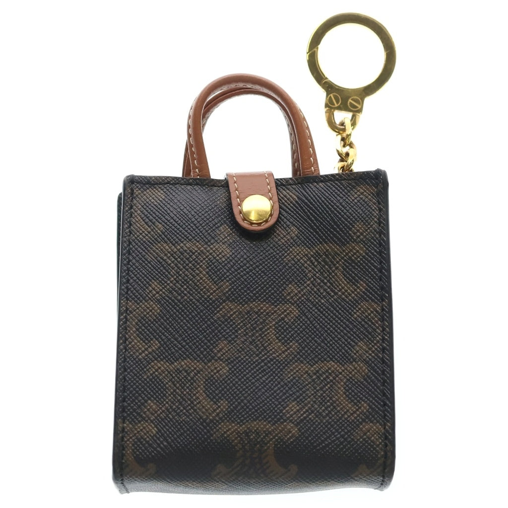 CELINE(セリーヌ) マイクロ バーティカル カバ トリオンフ キャンバス ゴールド金具 バックチャーム キーホルダー ブラウン 10I492CZ1 レディース