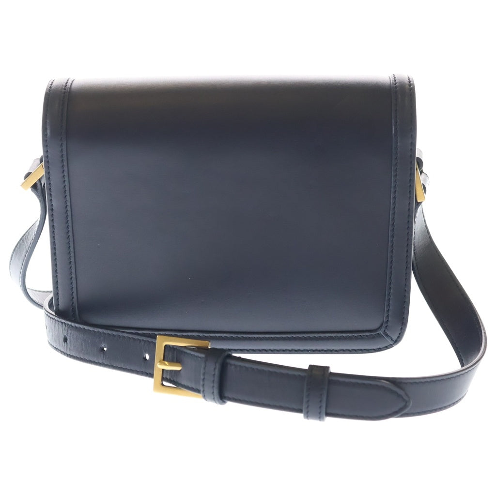 SAINT LAURENT PARIS(サンローランパリ) ソルフェリーノ カサンドラロゴ レザー ショルダーバッグ ゴールド金具 ネイビー 634306 レディース