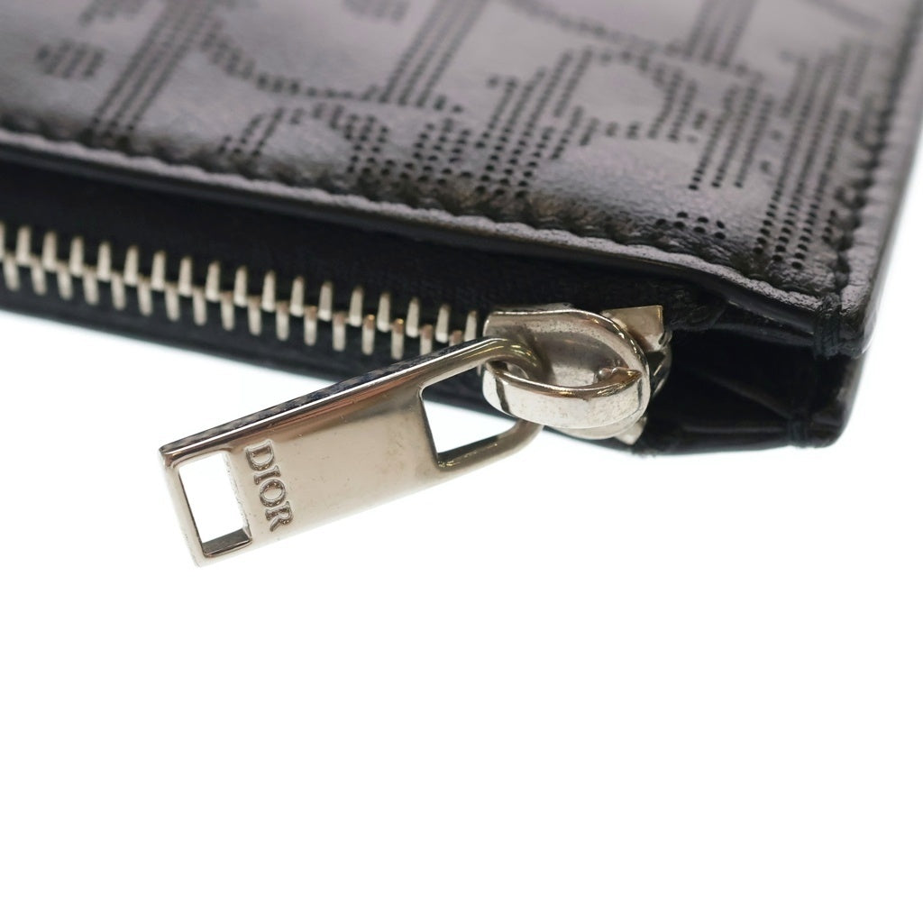 Christian Dior(クリスチャンディオール) オブリーク ギャラクシー フラグメントケース カードケース 小物入れ ブラック レザー シルバー金具 レディース