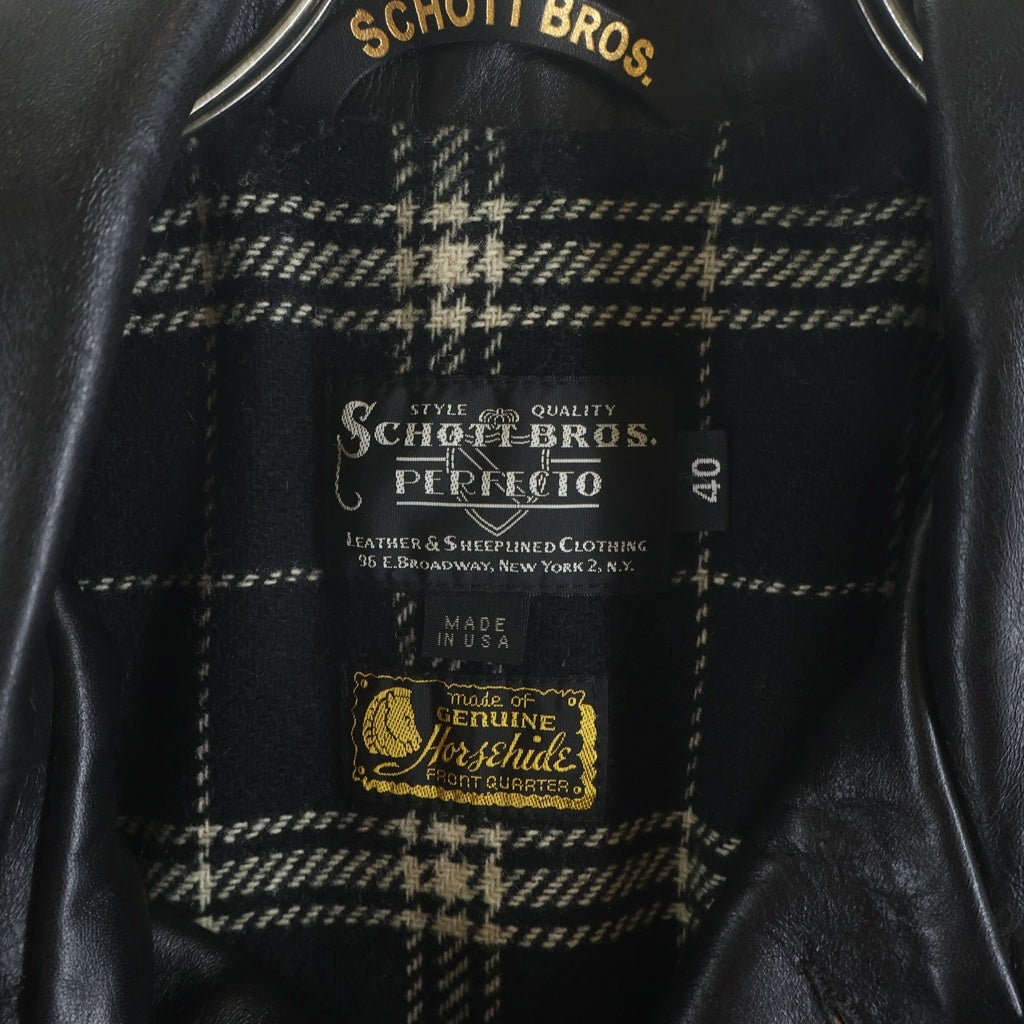 SCHOTT(ショット) カーコート レザージャケット ブラック 馬革×ウール #40 633SJH