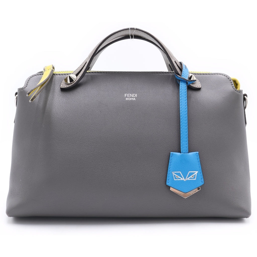 FENDI(フェンディ) バイザウェイ ミディアム 2WAYハンドバッグ ショルダーバッグ バイカラー グレー×イエロー×ブルー レザー 8BL124 シルバー金具 レディース