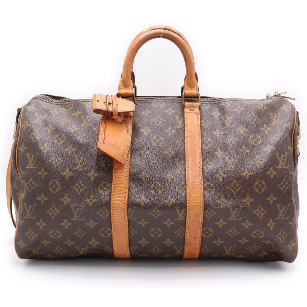 LOUIS VUITTON(ルイヴィトン) モノグラム キーポル45 ボストンバッグ ハンドバッグ トラベルバッグ ショルダーバッグ ブラウン レザー×PVC M41418 ゴールド金具 レディース