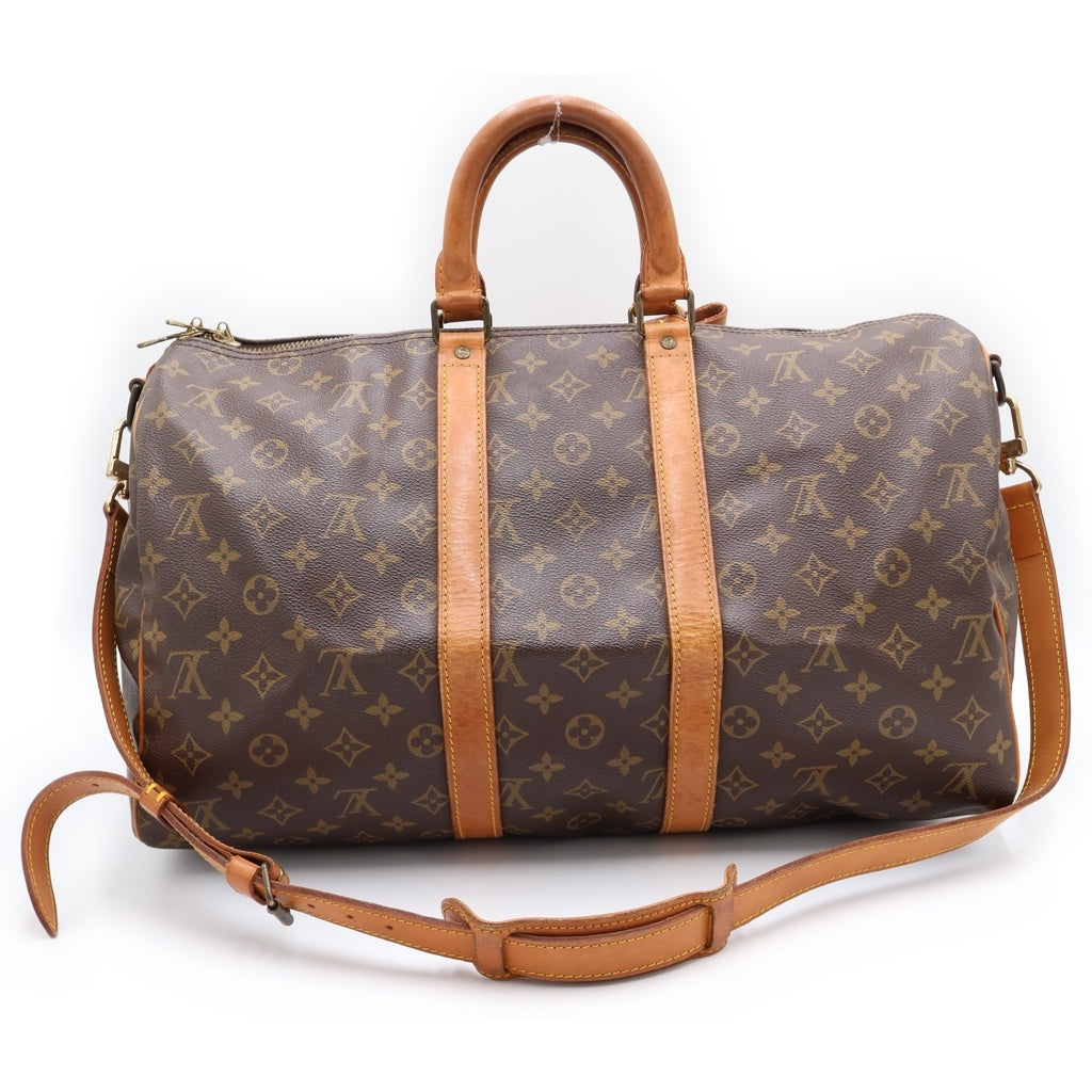 LOUIS VUITTON(ルイヴィトン) モノグラム キーポル45 ボストンバッグ ハンドバッグ トラベルバッグ ショルダーバッグ ブラウン レザー×PVC M41418 ゴールド金具 レディース