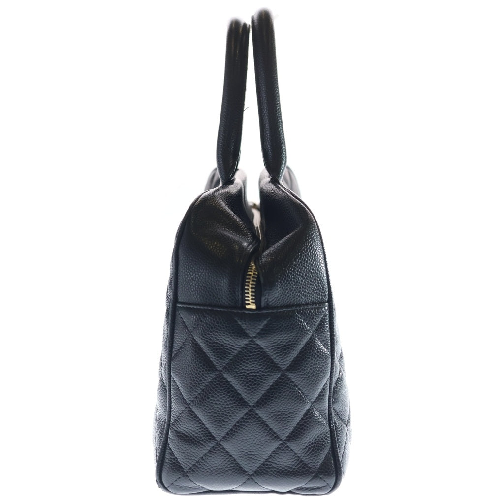 CHANEL(シャネル) マトラッセ ココマーク ミニボストンバッグ ハンドバッグ ブラック キャビアスキン ゴールド金具 レディース