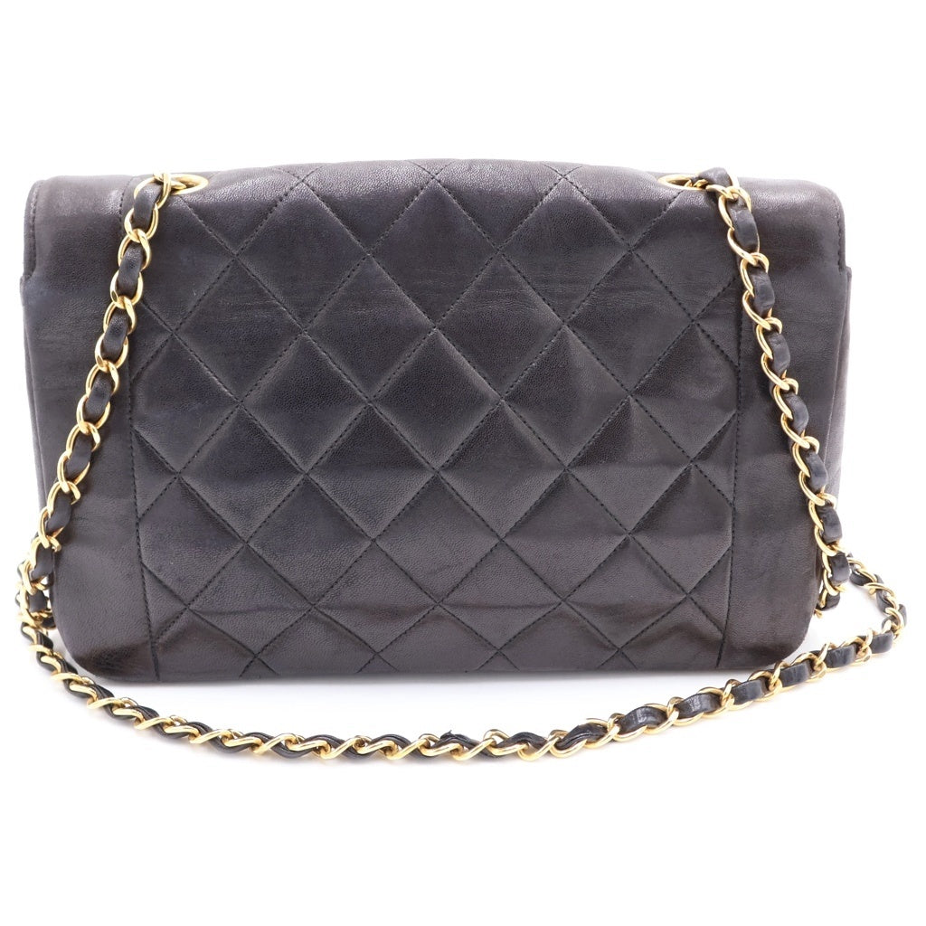 CHANEL(シャネル) ダイアナ25 ラムスキン レザー Sフラップ Sチェーンショルダーバッグ ブラック ゴールド金具 3番台 A01165 レディース