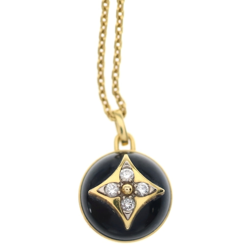 LOUIS VUITTON(ルイヴィトン) パンダンティフPM ブロッサム オニキス ダイヤ ネックレス K18YG イエローゴールド/ブラック Q93758 レディース