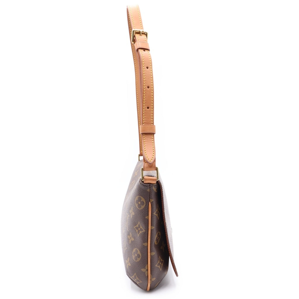 LOUIS VUITTON(ルイヴィトン) モノグラム ミュゼットタンゴ ショルダーバッグ ブラウン レザー×PVC M51257 ゴールド金具 レディース