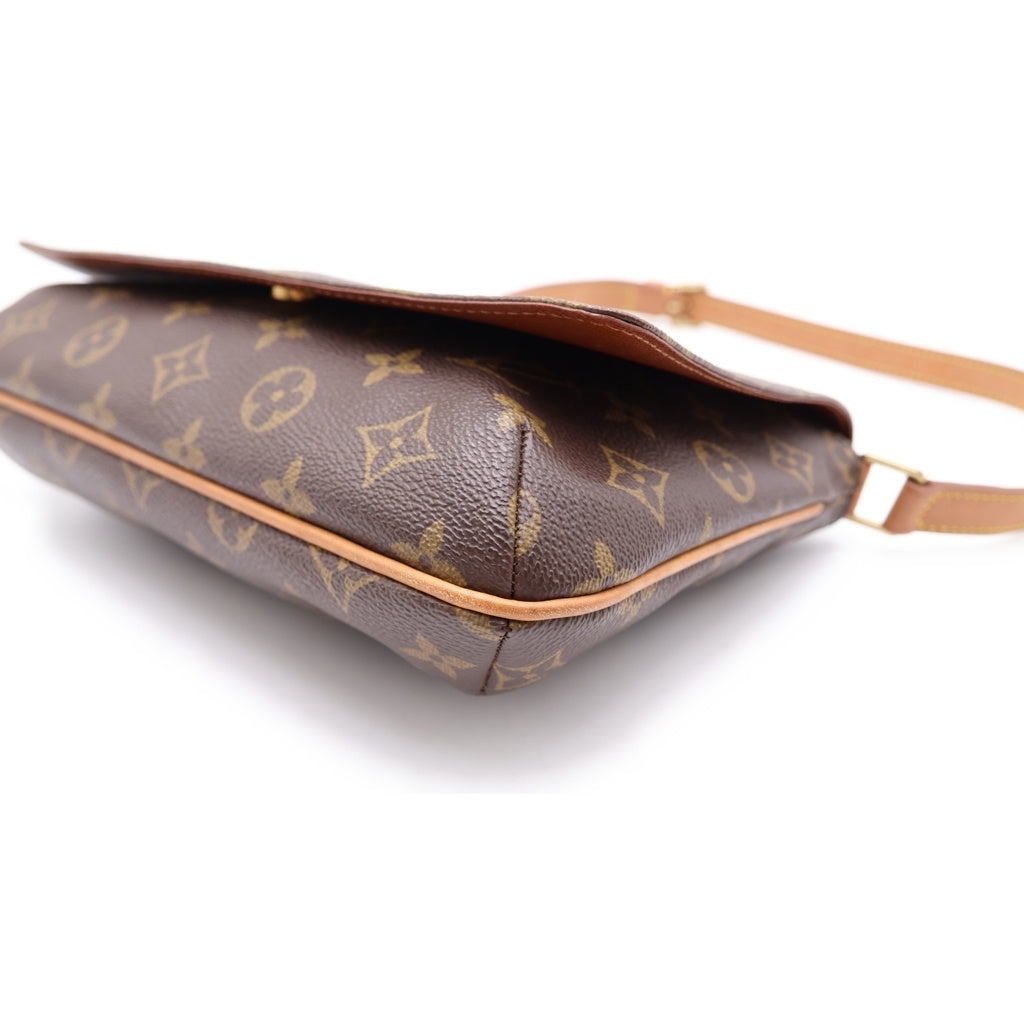 LOUIS VUITTON(ルイヴィトン) モノグラム ミュゼットタンゴ ショルダーバッグ ブラウン レザー×PVC M51257 ゴールド金具 レディース