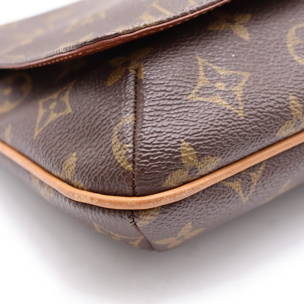 LOUIS VUITTON(ルイヴィトン) モノグラム ミュゼットタンゴ ショルダーバッグ ブラウン レザー×PVC M51257 ゴールド金具 レディース