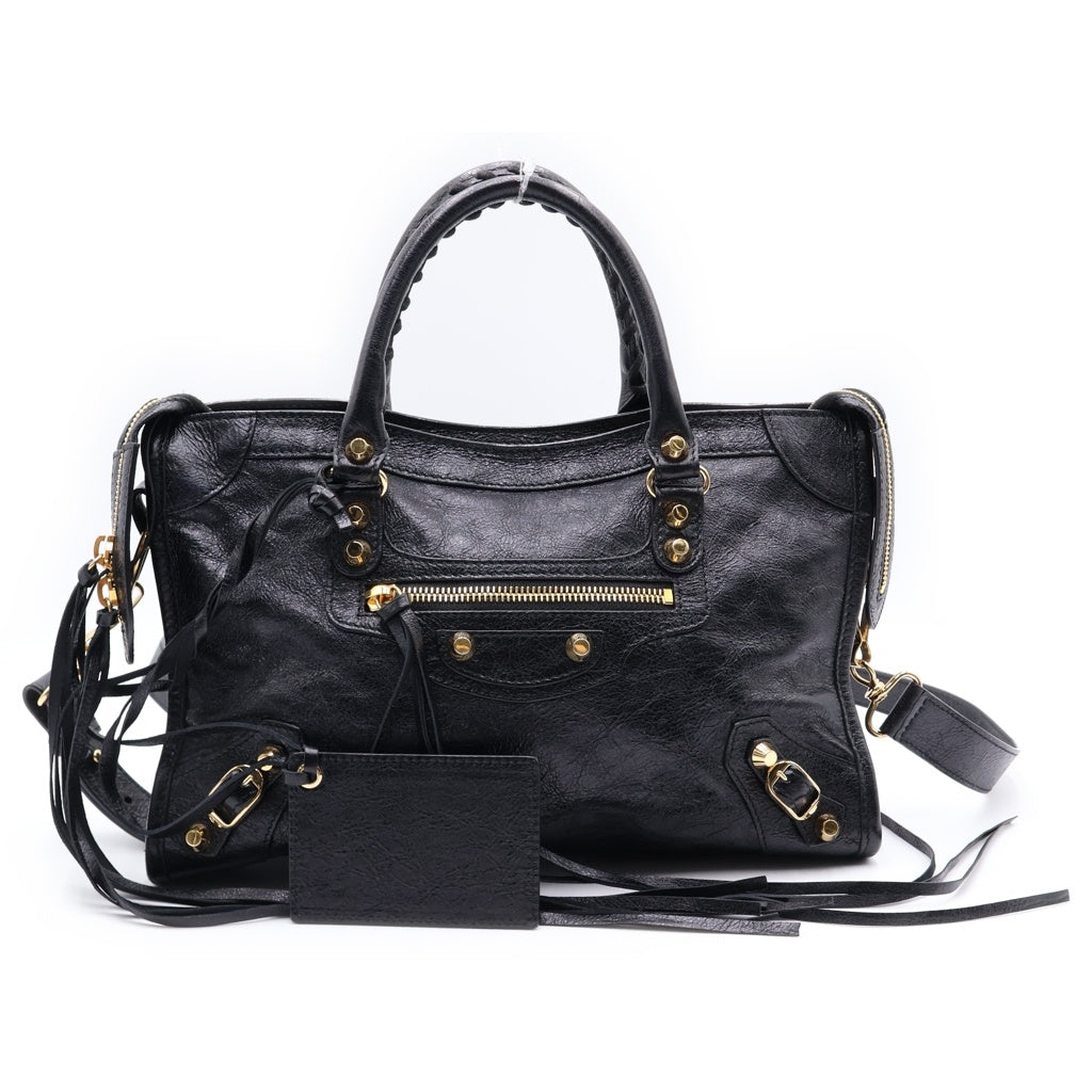 BALENCIAGA(バレンシアガ) クラシックシティ 2WAYハンドバッグ ショルダーバッグ ブラック レザー 431621 ゴールド金具 レディース