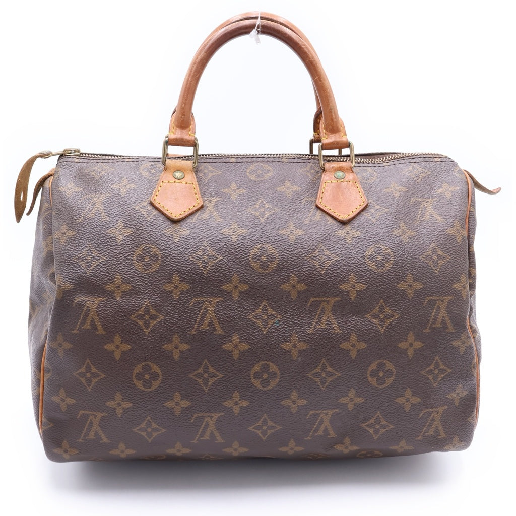LOUIS VUITTON(ルイヴィトン) モノグラム スピーディ30 ハンドバッグ ボストンバッグ ブラウン レザー×PVC M41526 ゴールド金具 レディース
