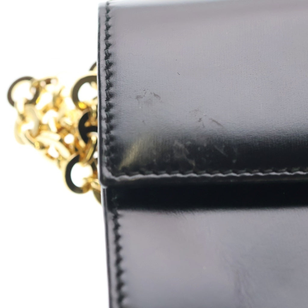 FERRAGAMO(フェラガモ) チェーンショルダーバック ブラック レザー ゴールド金具 レディース