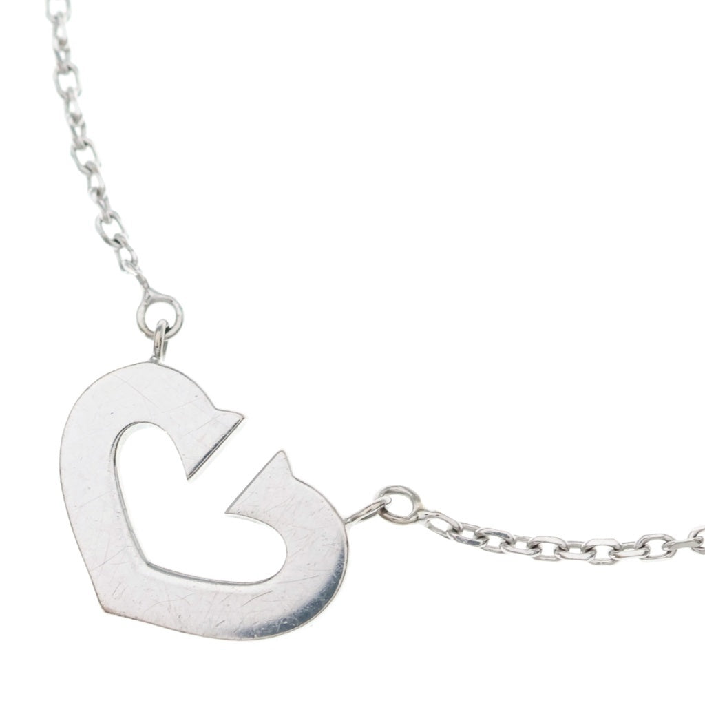 Cartier(カルティエ) Cハート ネックレス ペンダント チェーン ホワイトゴールド Au750WG レディース
