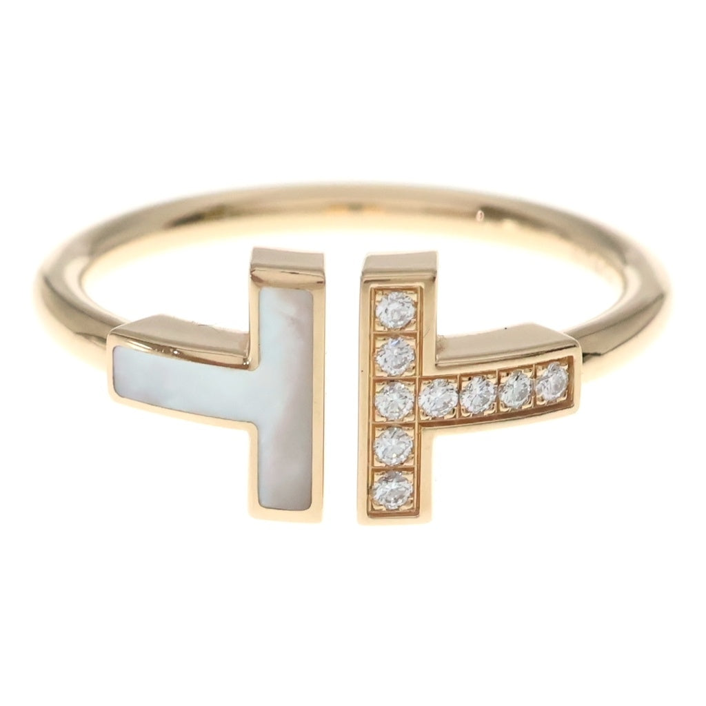 TIFFANY & Co.(ティファニー) Tワイヤー リング シェル ダイヤモンド K18PG ピンクゴールド 17.5号