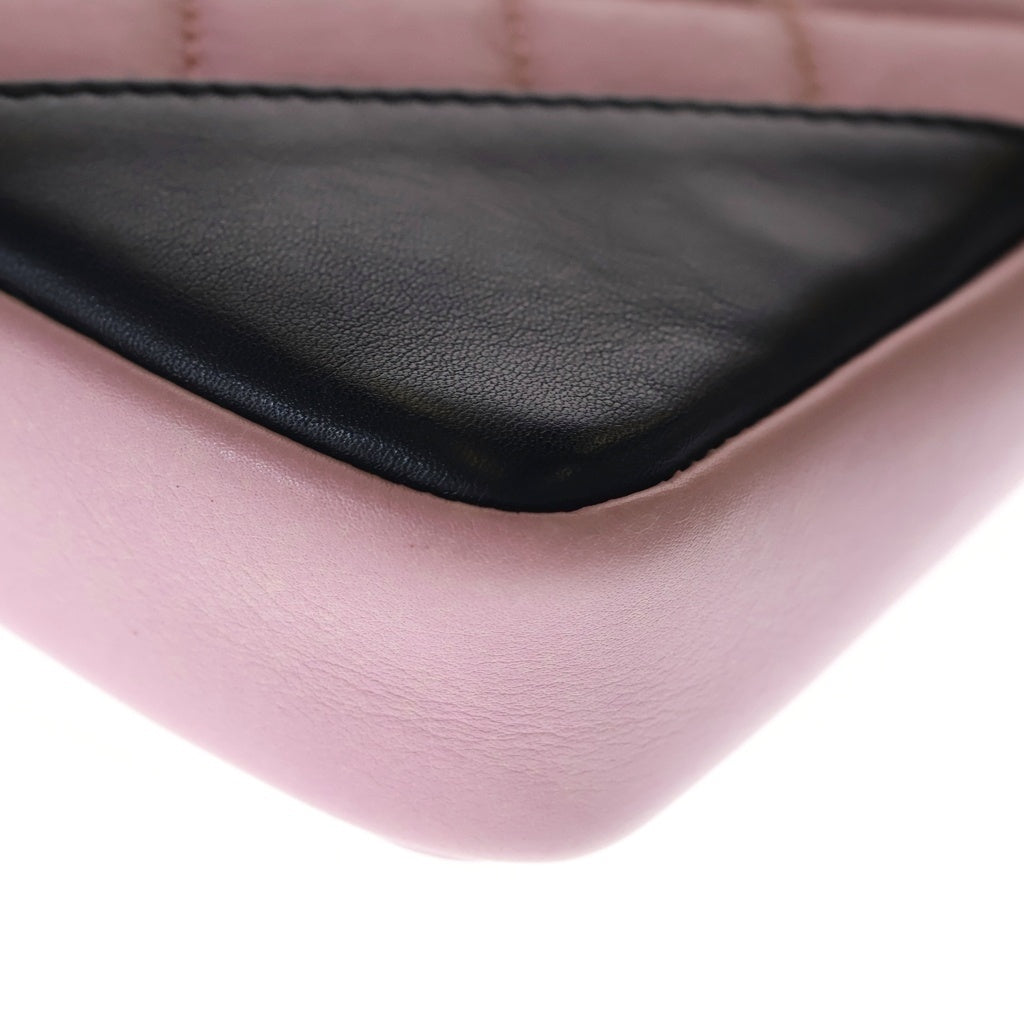 CHANEL(シャネル) カンボンライン ショルダーバッグ ミニバッグ ピンク×ブラック ラムスキン シルバー金具 レディース