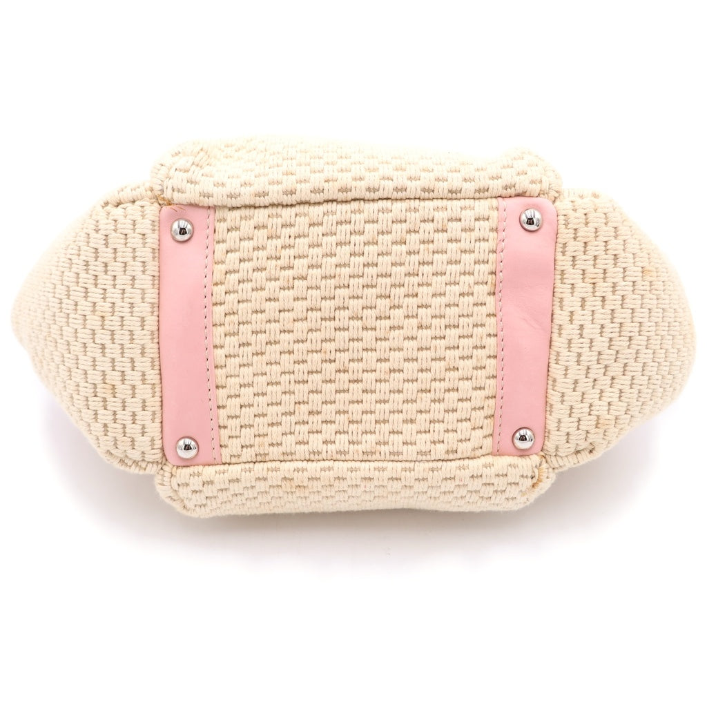 CHANEL(シャネル) LAX アコーディオン ハンドバッグ チェーンバッグ ピンク×ベージュ レザー シルバー金具 レディース