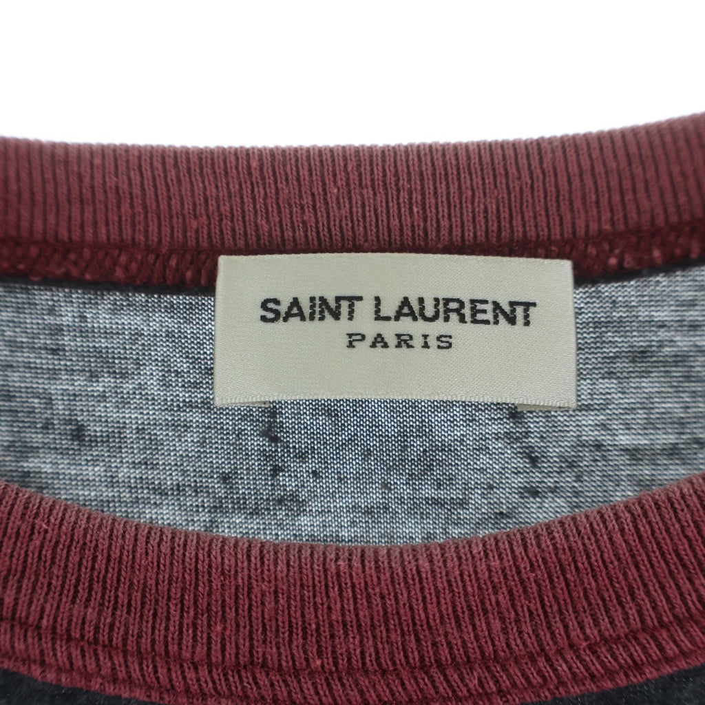 SAINT LAURENT PARIS(サンローランパリ) カレッジロゴプリント コットン×ポリエステル 半袖 Tシャツ カットソー #M グレー 549121 レディース