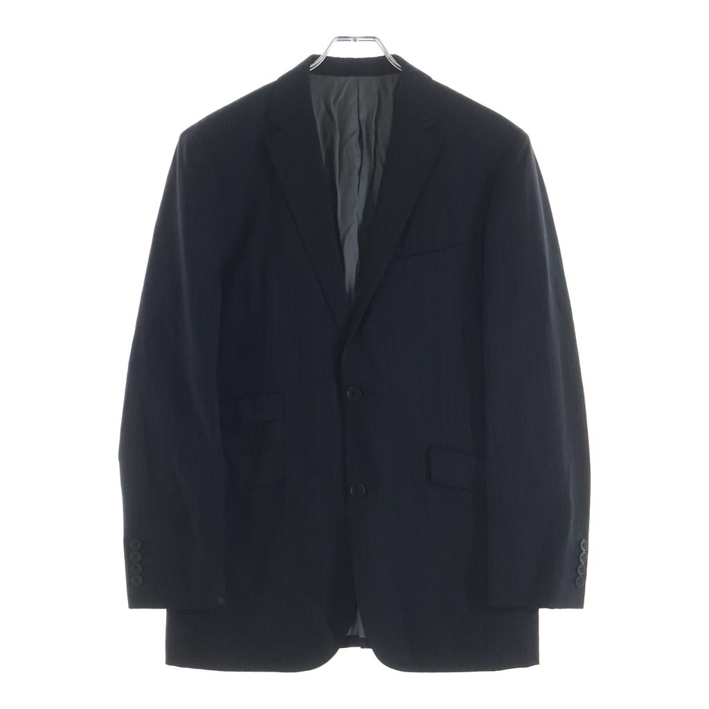 BURBERRY BLACK LABEL(バーバリー ブラックレーベル) ストライプ柄 ウールセットアップ スーツ 2Bテーラードジャケット スラックス パンツ ブラック BMD17-504-09