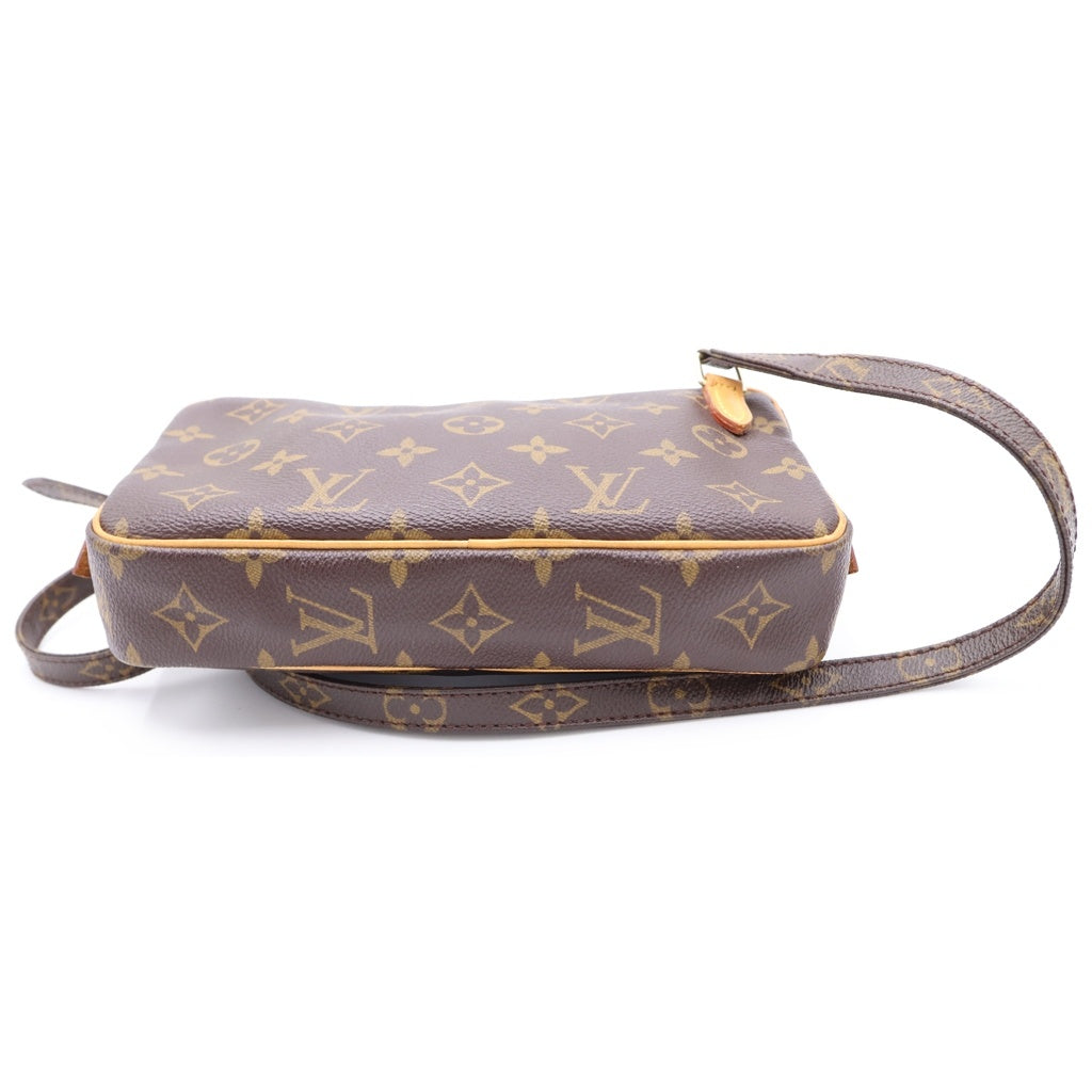 LOUIS VUITTON(ルイヴィトン) モノグラム マルリーバンドリエール ショルダーバッグ ミニバッグ ブラウン レザー×PVC M51828 ゴールド金具 レディース
