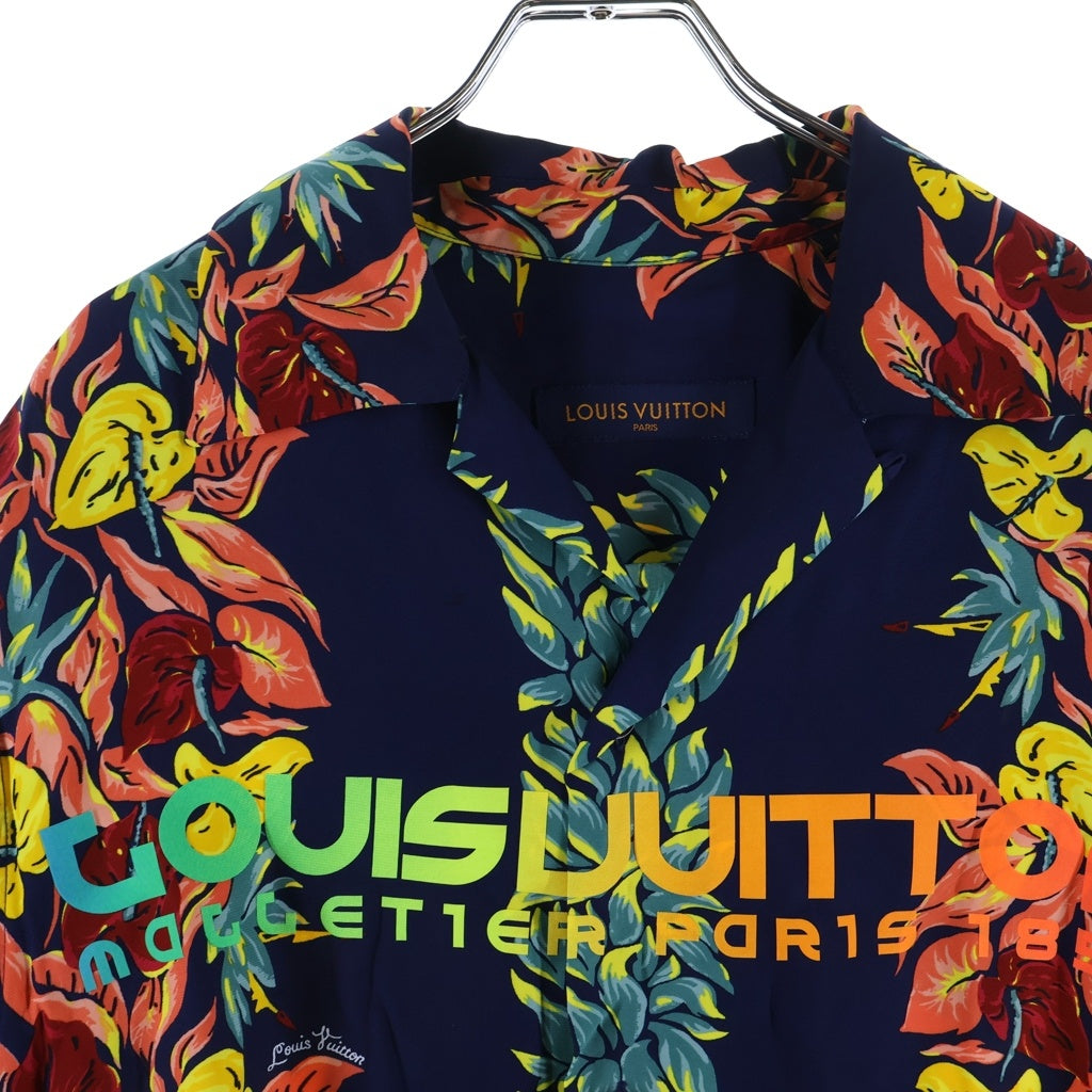 LOUIS VUITTON(ルイヴィトン) 18SS ネオンロゴ レーヨン アロハ ハワイアン 半袖シャツ ネイビー HES96WGFN