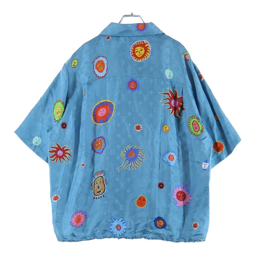LOUIS VUITTON(ルイヴィトン) 23AW×YK 草間彌生 モノグラムフェイス ジャガード 総柄プリント シルク ショートスリーブ 半袖 シャツ ライトブルー RM232H V36 HOS31W