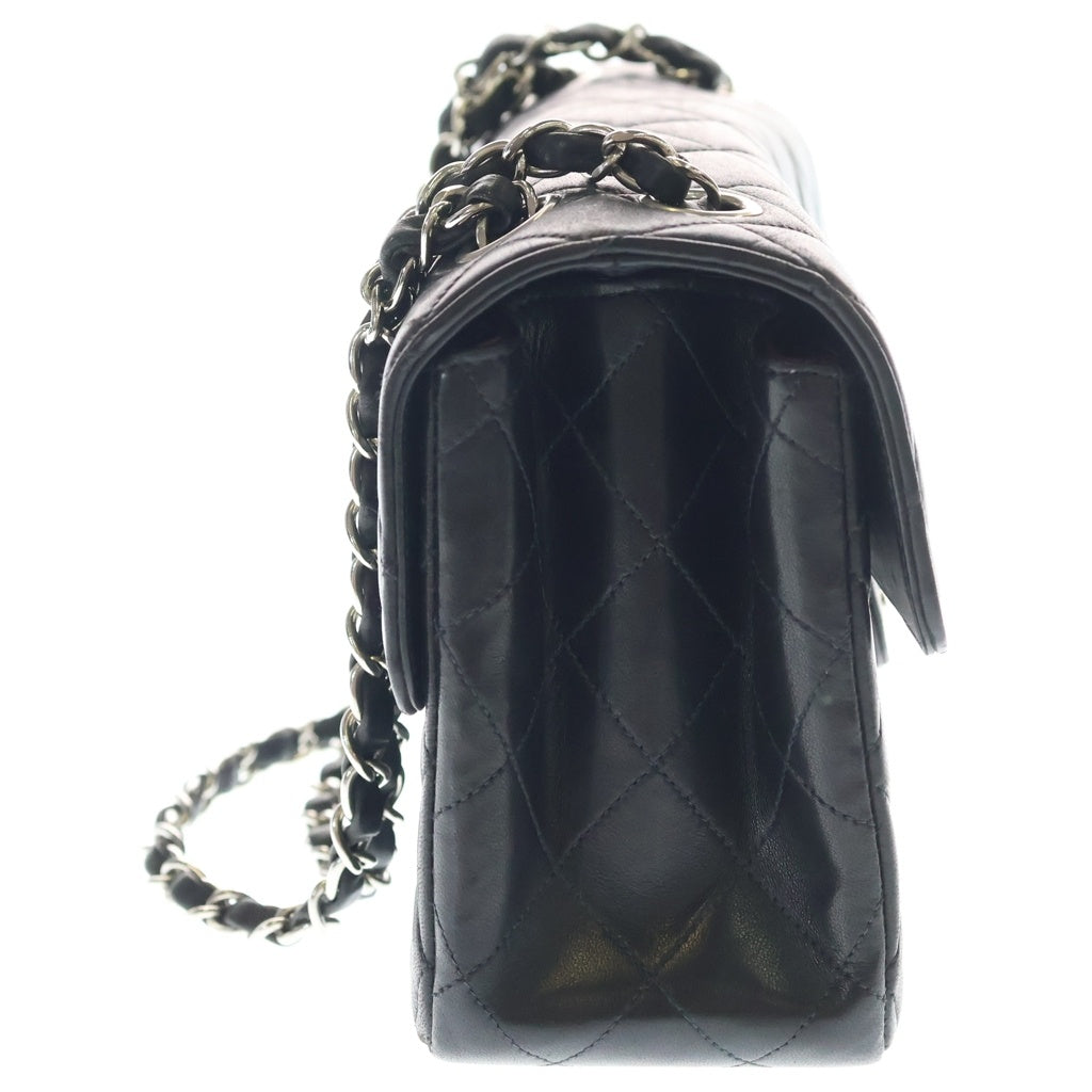 CHANEL(シャネル) ダブルフェイス マトラッセ22 WフラップWチェーンショルダーバッグ ブラック ラムスキン シルバー金具 レディース