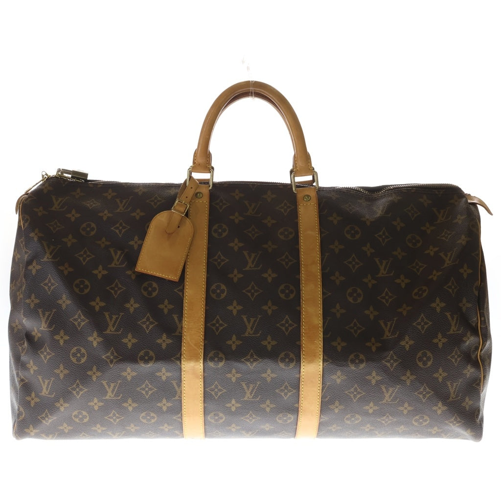 LOUIS VUITTON(ルイヴィトン) モノグラム キーポル55 ボストンバッグ ハンドバッグ トラベルバッグ ブラウン レザー×PVC M41424 ゴールド金具 レディース