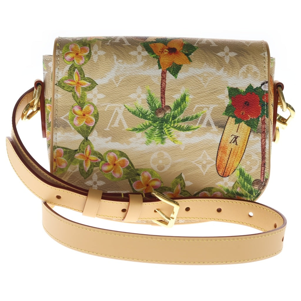 LOUIS VUITTON(ルイヴィトン) モノグラム サーフィン モンスリ メッセンジャー PM ショルダーバッグ ベージュ レザー×PVC M24986 ゴールド金具 レディース