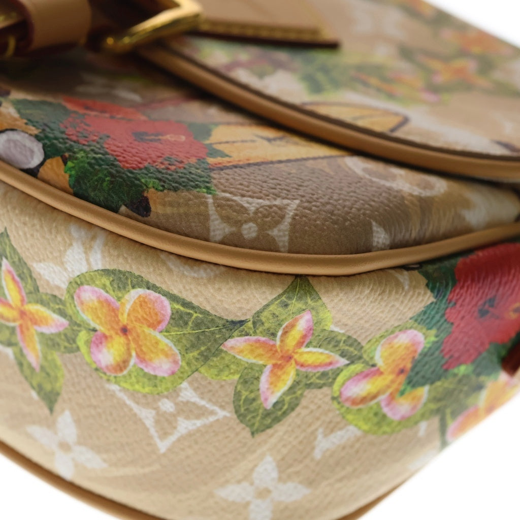 LOUIS VUITTON(ルイヴィトン) モノグラム サーフィン モンスリ メッセンジャー PM ショルダーバッグ ベージュ レザー×PVC M24986 ゴールド金具 レディース