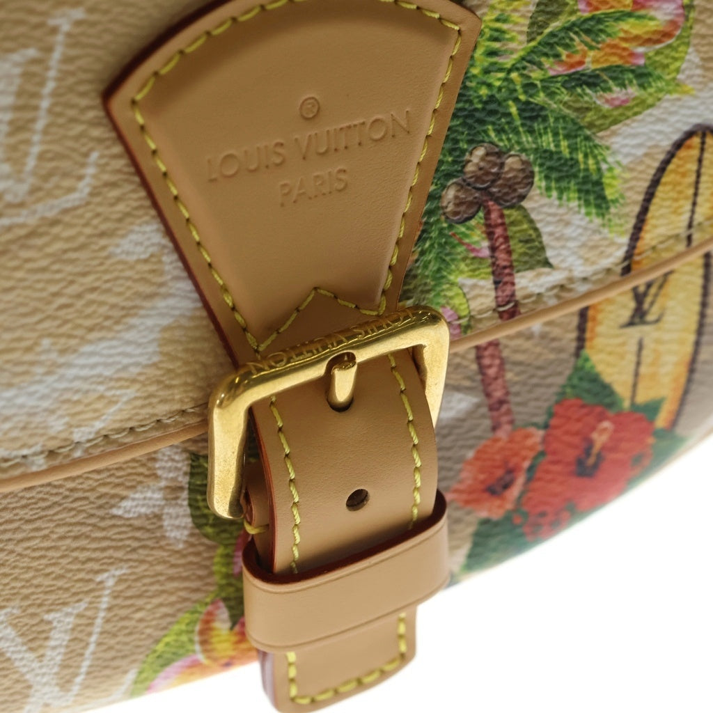 LOUIS VUITTON(ルイヴィトン) モノグラム サーフィン モンスリ メッセンジャー PM ショルダーバッグ ベージュ レザー×PVC M24986 ゴールド金具 レディース